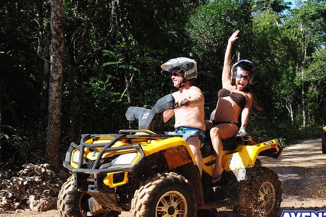 ATV Extreme and Snorkel Combo Tour from Cancun - Flying over the trees on the zipline course