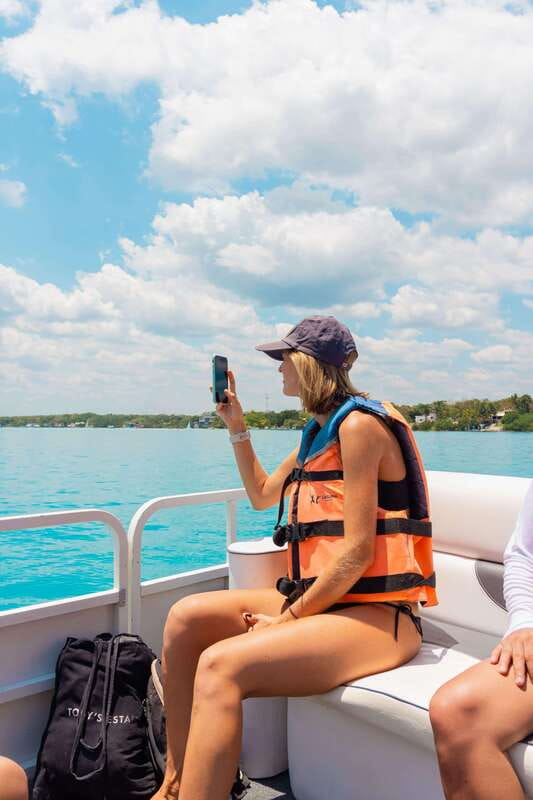Bacalar: Lake of Seven Colors Pontoon Tour with Fruit - Swimming, fruit, and the simple comforts onboard