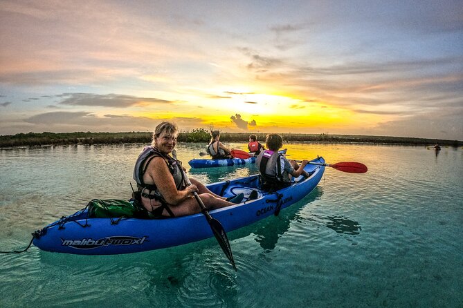 Bacalar Sunrise in Kayak - Sunrise on Bacalar’s dark water