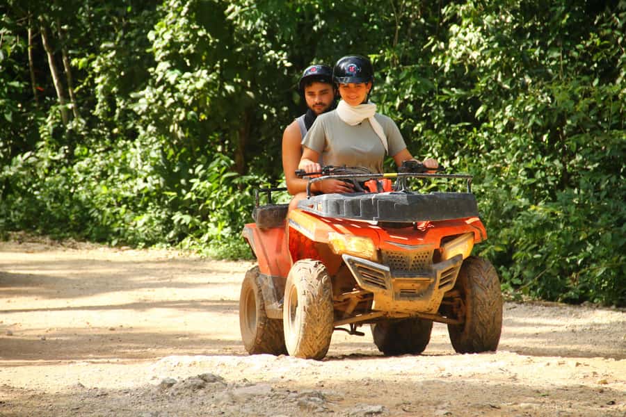 Cancún: ATV, Zipline, and Cenote Adventure with Lunch - ATV riding on rough jungle trails