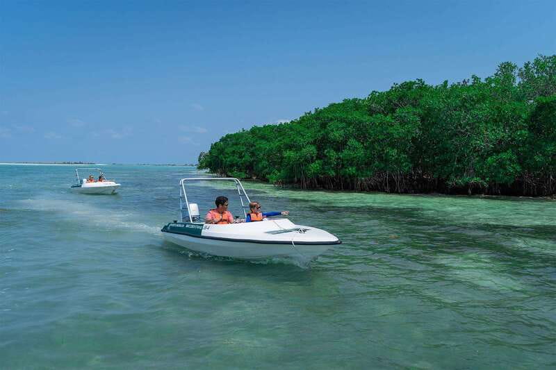 Cancun: Speedboat tour to a Virgin Beach - Chacmuchuc Lagoon, where the ride gets its setting