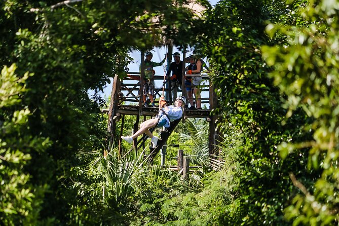 Cozumel ATV Jungle Adventure and Snorkeling with Lunch - Three zip lines, steep stairs, and a friendly safety routine
