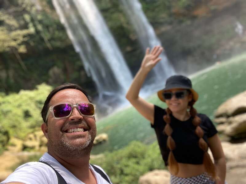 From Palenque: Waterfalls Misol-ha y Agua Azul. - Misol-Ha: 45 minutes behind the falling water