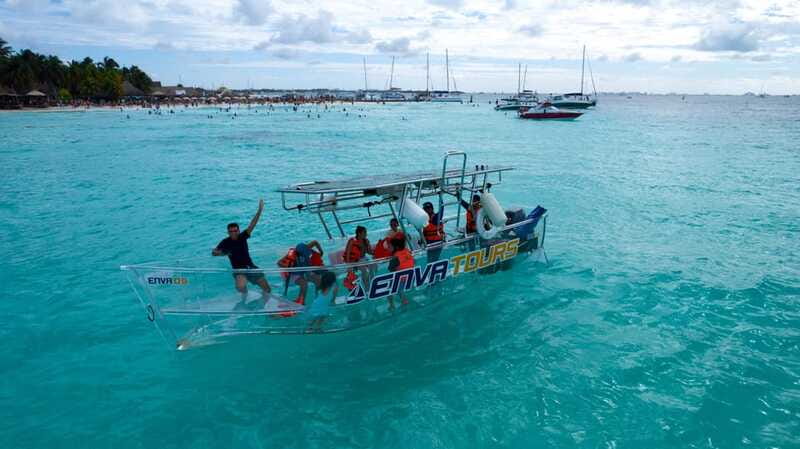 Isla Mujeres: Excursion Crystal Boat Tour at the Caribbean - El Farito and the Fish Below