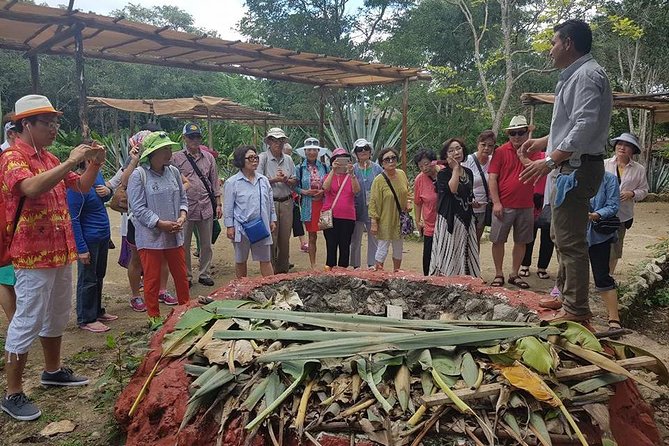 Mayan Village and Tequila Tour - Hacienda Antigua explains tequila after the park