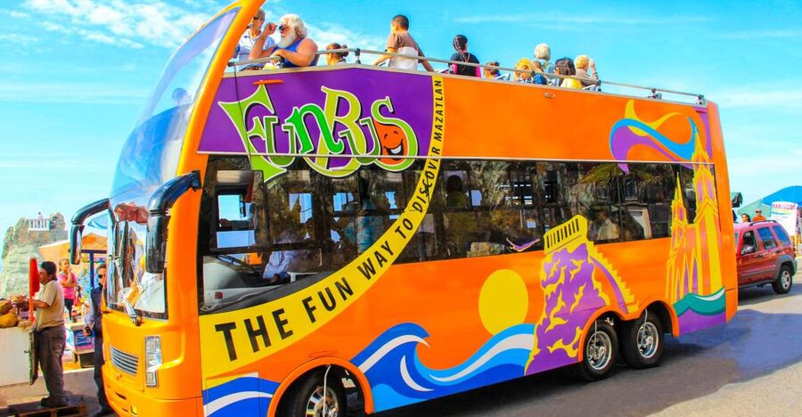 Mazatlán: Double-Decker Bus, Cliff Diving & Walking Tour - Riding above Mazatlán on the open-top bus