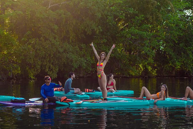 Paddleboarding and/or kayaking tour at sunrise in the lagoon of Bacalar - Visiting Cenote de la Bruja
