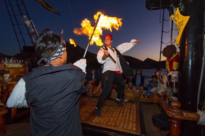 Pirate Ship Sunset Dinner and Show in Los Cabos - The Buccaneer Queen show: fire, ropes, and dancing
