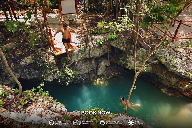 Small Group 3 Waterfall Cenotes Experience - Cenote Verde Lucero begins the water adventure